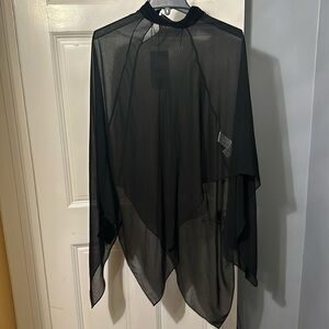 ZARA BLACK VELVET CAPE BLOUSE